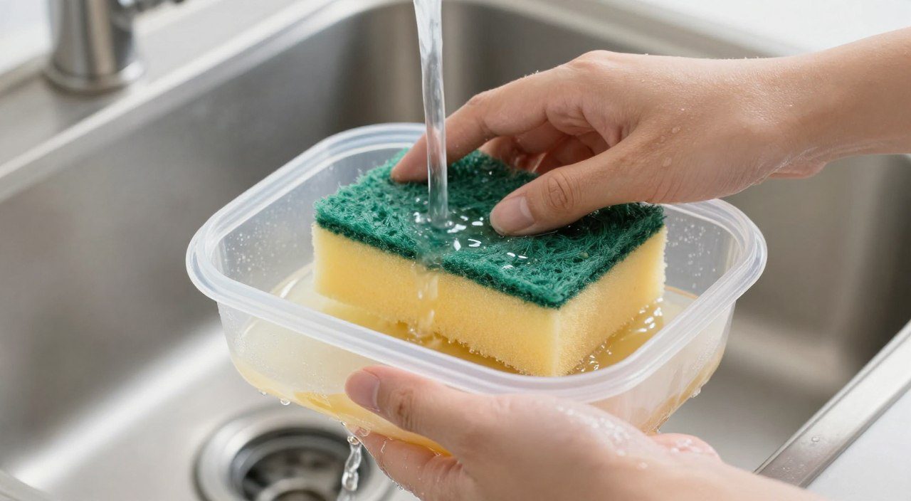 Marmita sendo lavada para remover a gordura acumulada